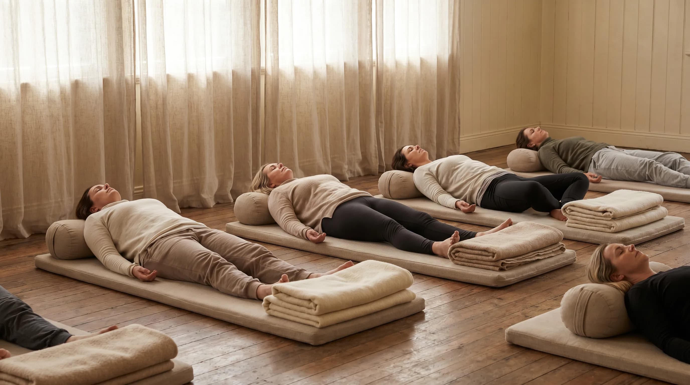 Participants in yoga nidra rest